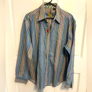 Light multi colored XL men Robert Graham dress shirt